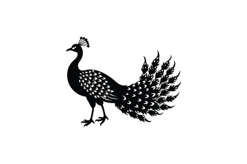 Obraz premium colorful vibrant crisp clean stylish elegant modern detailed professional high quality Silhouette of a Peacock in a Minimalist Style with a Focus on Form and Texture
