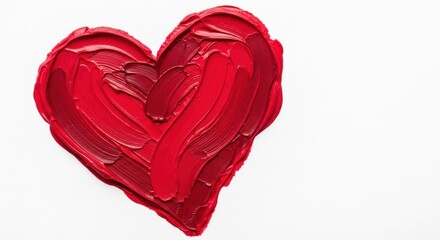 Textured Red Heart: Bold Strokes of Love on White Canvas, Valentine's Day Concept