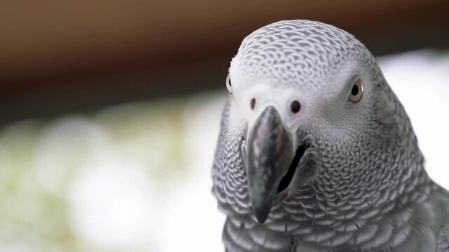 close up of a white parrot