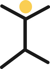 Vector, Abstract figure with yellow head and black limbs in minimal design  