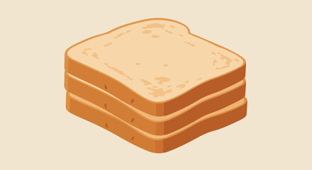 Stack of cartoon toast. Edges are golden brown. Light background with the toast