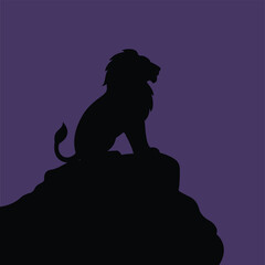 lion silhouette illustration  with beautiful sky 