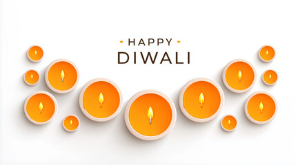 Diwali Celebration: Illustrative depiction of Diwali festival, featuring a row of lit candles, casting a warm, inviting glow, to invite the holiday's spirit.