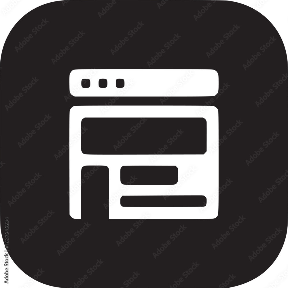 Poster a black square icon with rounded corners featuring a white website layout with a header and content