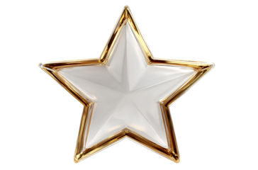 A simple golden star icon, rendered in the style of Cinema4D, with a white background and a cute cartoon design