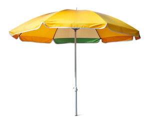 Yellow and green beach umbrella isolated on transparent background