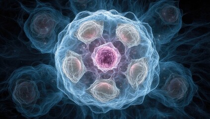 Abstract, swirling, celestial sphere with radiating tendrils