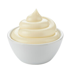 Bowl of creamy mayonnaise isolated PNG with Transparent Background