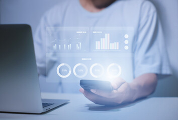 Business data dashboard provide business intelligence analytic for marketing strategy planning...