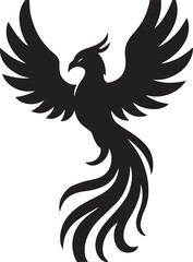 Obraz premium Mythical phoenix silhouette rising in flight on white background
