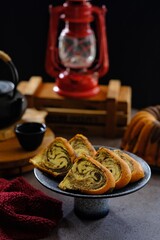 marble cake in plate on the table