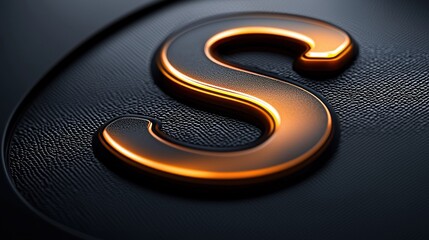 Glowing letter S on dark surface