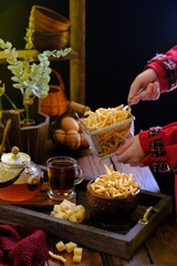 telur gabus keju , cheese snack on the table