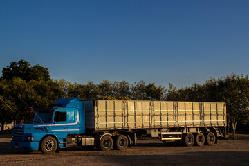 Sao Paulo, Brazil, June 06, 2023. Truck loaded with oranges after being harvested in the field of a farm in the state of Sao Paulo