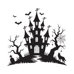 Spooky Haunted Castle Halloween Scene