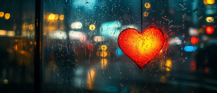 Rainy Night Heart Shaped Lantern City Lights