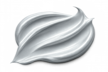 Realistic silver cream texture swirl isolated on transparent background, perfect for cosmetic or beauty product presentations