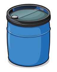 Isolated blue barrel container storage drum industrial object liquid waste oil fuel container illustration