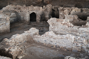The ruins of an ancient city. Archaeological excavations of historical sites.