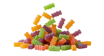 Colorful fruit jelly candies pile isolated PNG with Transparent Background
