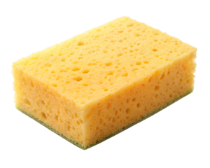 A yellow cleaning sponge, isolated on transparent background