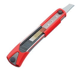 Utility blade equipment for cutting cardboard box cutter sharp edge tool red and gray design object