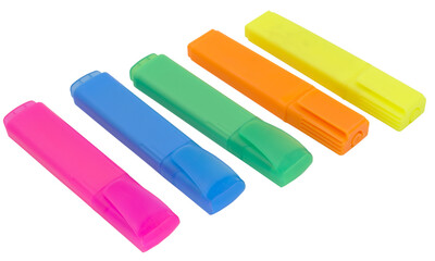 Markers on a white background