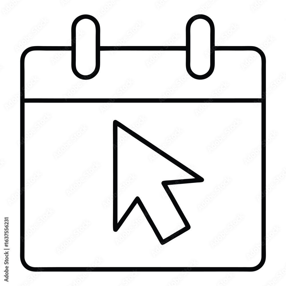 Poster cursor pointing at a calendar icon representing scheduling or event planning