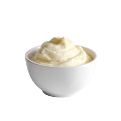 Pudding white bowl on transparent background