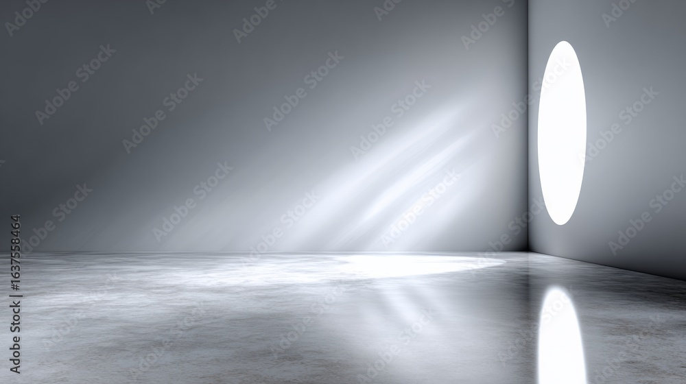 Aufkleber large empty room with a window in the middle. the room is very plain and empty, with no furniture or
