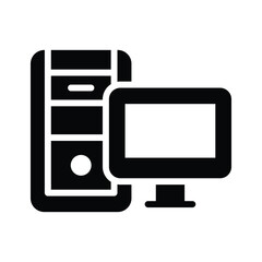 A modern glyph style icon of desktop computer
