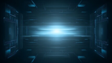 Futuristic glowing tunnel corridor space station