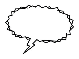 Speech Bubble: A black-outlined speech bubble, ready for your own personalized dialogue. Emphasizing communication and conversation.