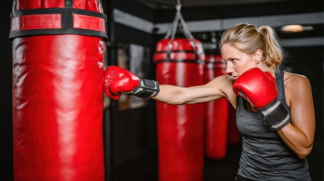 Boxing training session gym sports photography indoor environment close-up perspective fitness concept