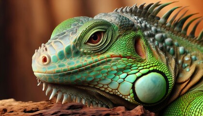 Fototapeta premium Close-up of a green iguana head.