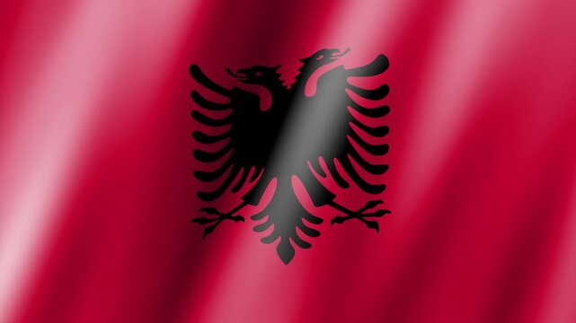 Albania Waving flag Animation, Background with beautiful flag moving in wind.