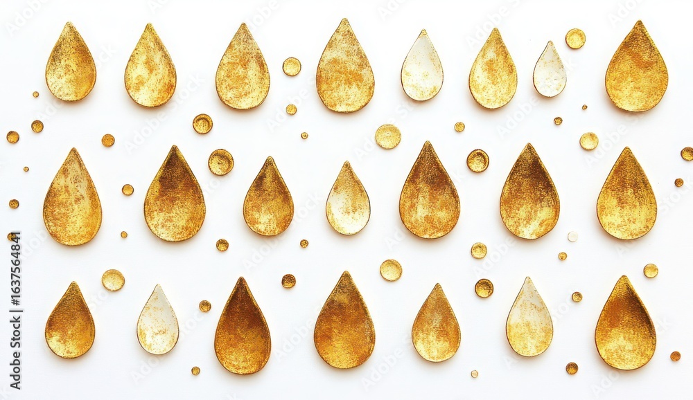 Poster golden art elements in various shapes with a minimalistic background for creative projects and desig