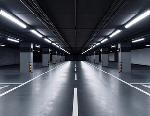 Empty modern underground parking garage (1)