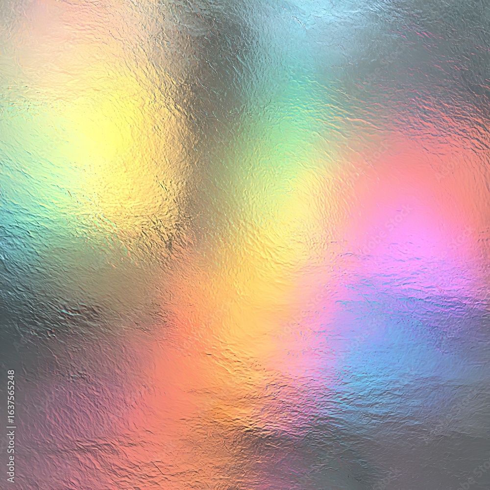 Poster iridescent foil texture with rainbow colors reflecting light and creating a shimmering effect surfac