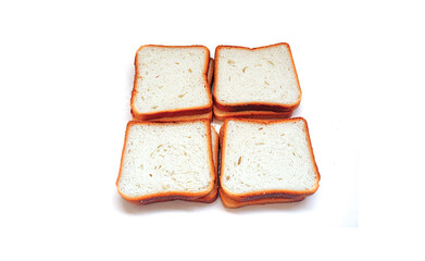 Sliced white bread or toast isolated on white background.