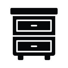 A glyph icon showing wooden file cabinet drawers