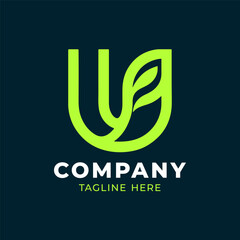 Joint letter green leaf logo design