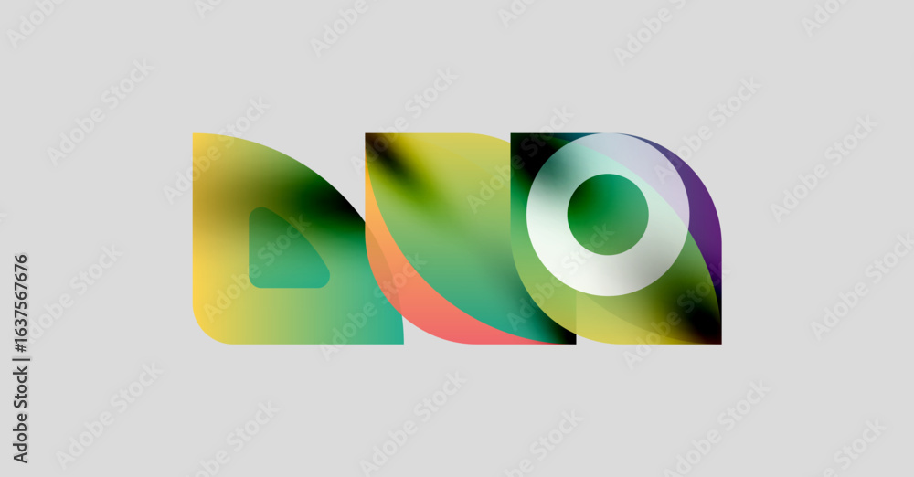 Aufkleber abstract colorful shapes overlap, creating dynamic visual composition. gradient hues blend, forming 