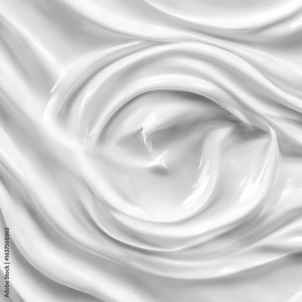 Aufkleber an image of a close up of thick white cream with swirling patterns and smooth texture in a circular 