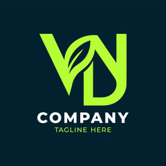 Joint letter green leaf logo design