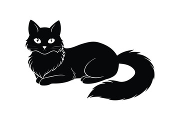 Silhouette art design illustration of a Ragdoll cat lying on its side.eps