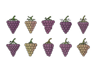 Vibrant Grape Variety: A colorful assortment of ripe grapes showcasing a variety of hues and shapes, perfect for illustrating the freshness and abundance of a fruitful harvest.