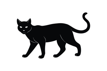 Silhouette art design illustration of a Burmese cat walking forward.eps