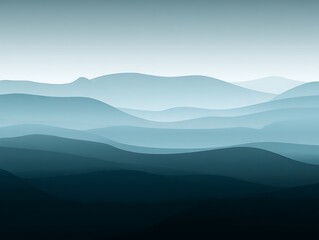 Obraz premium Layers of serene blue mountain landscape