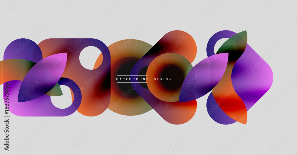 Aufkleber abstract fluid shapes, vibrant colors, modern design. overlapping forms create dynamic composition, 